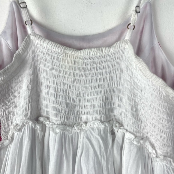 Japna White Mini Dress with Pink Embroidery Size Medium - Picture 10 of 12